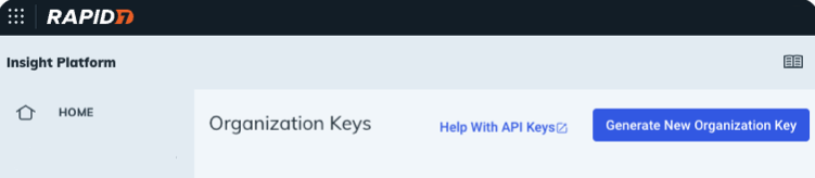 the location of the Generate New Organization Key button