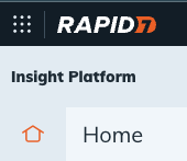 The location of the Home icon in Insight Platform