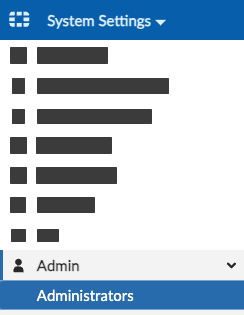 Drop-down with Admin settings