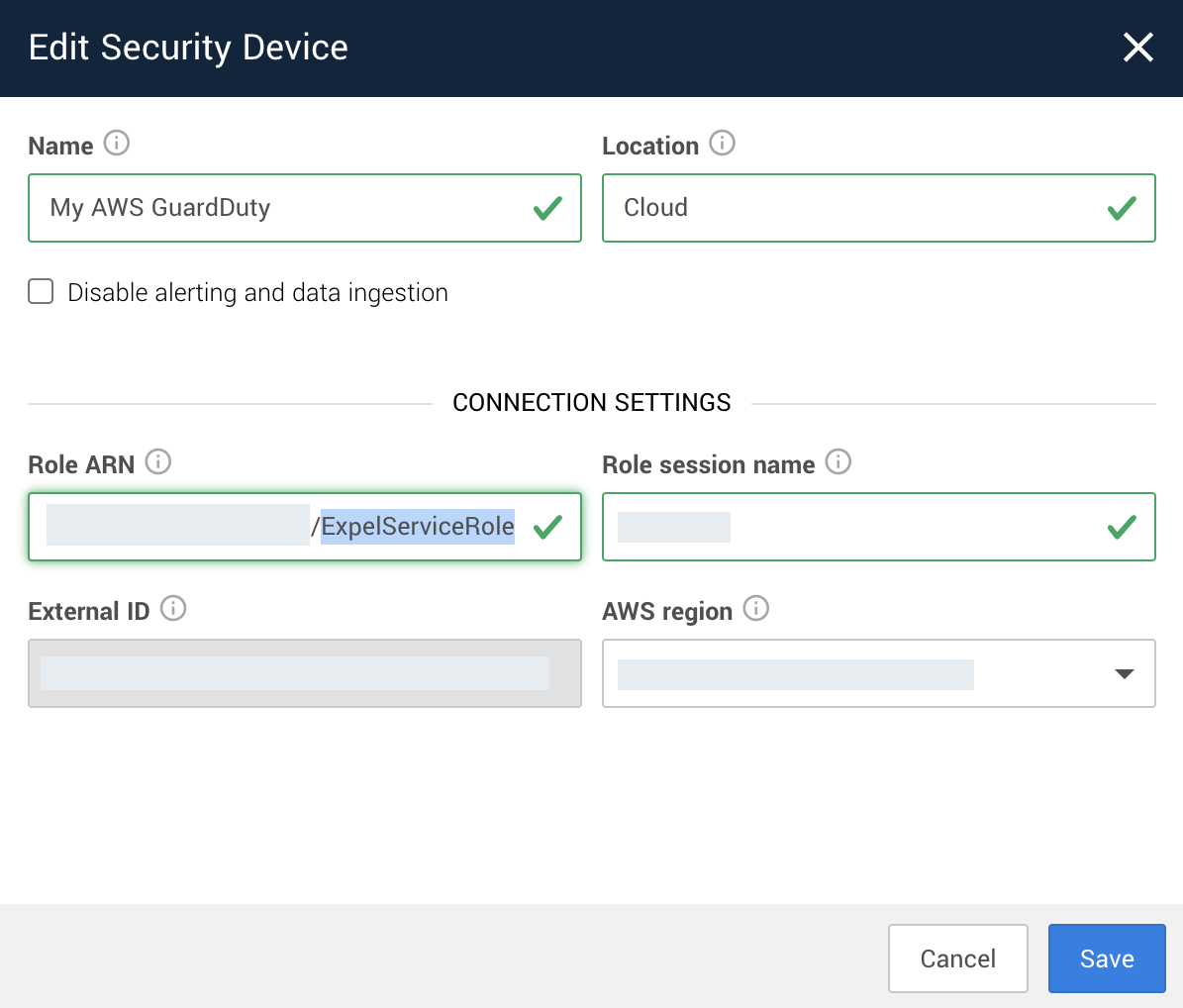 AWS GuardDuty Security Device settings