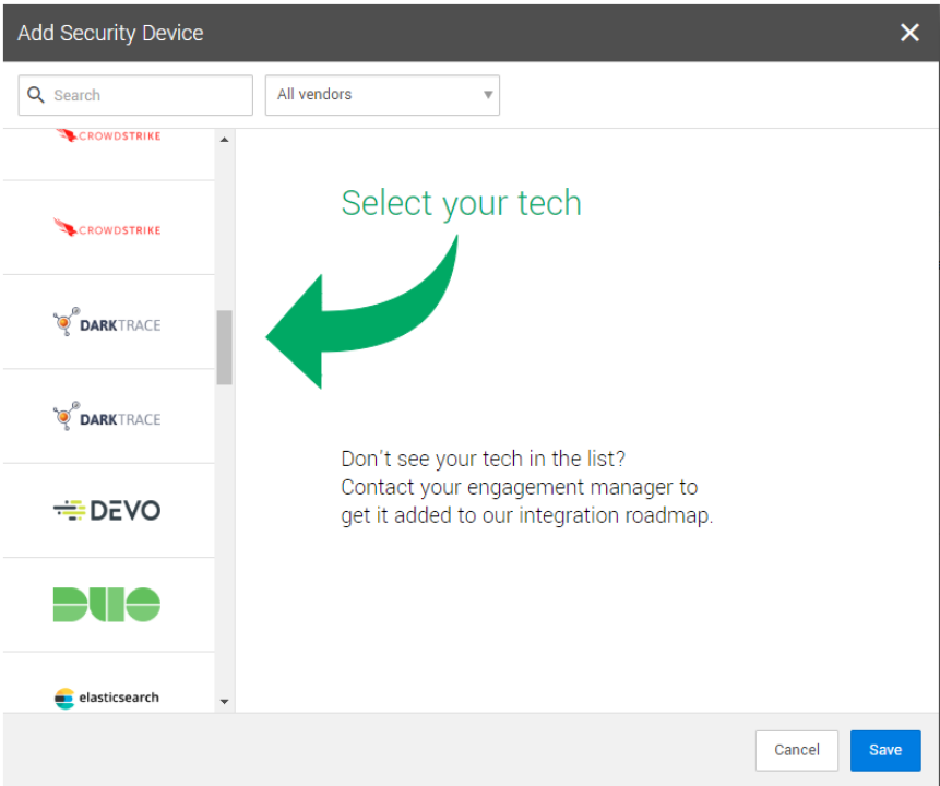 Select Darktrace Direct security device