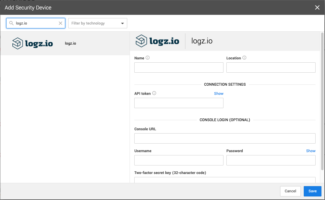 Logzio_Device_screen